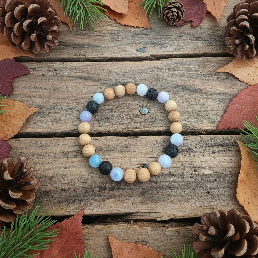 Blue & Purple Cedar Bracelet/Anklet - Match With Your Pups Cedar Tick Collar