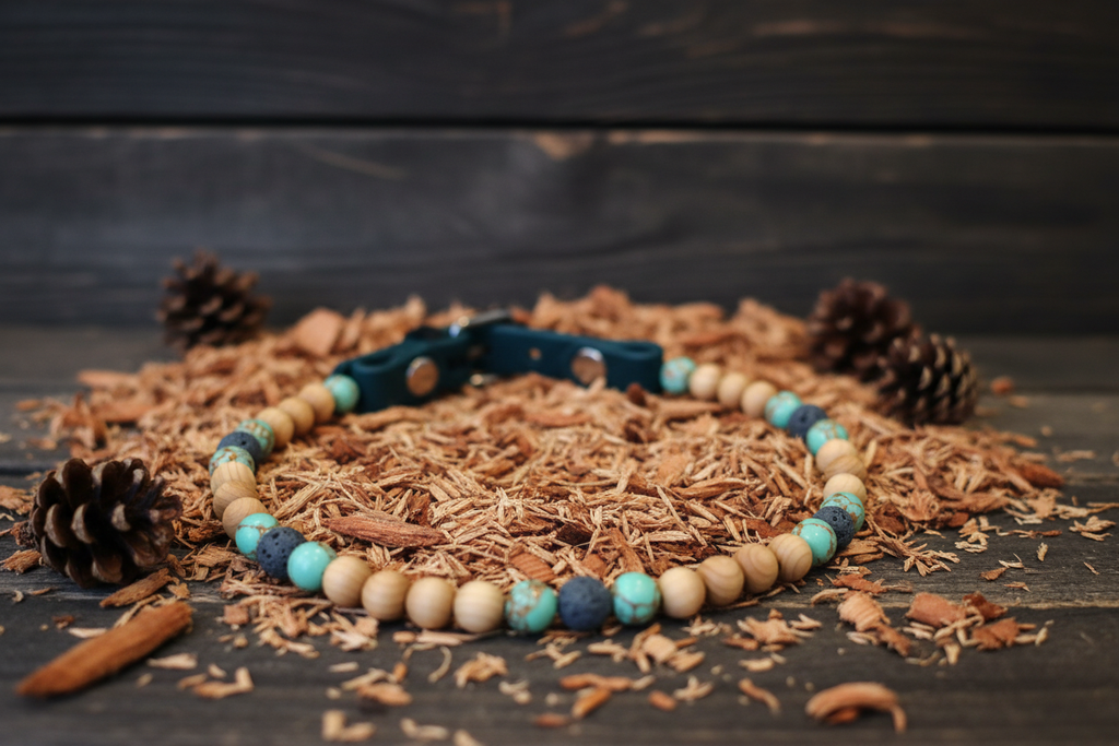 Green Howlite Cedar Tick Collar - Single Strand