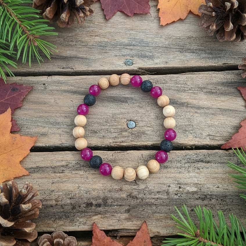 Burgundy Cedar Bracelet/Anklet - Match With Your Pups Cedar Tick Collar