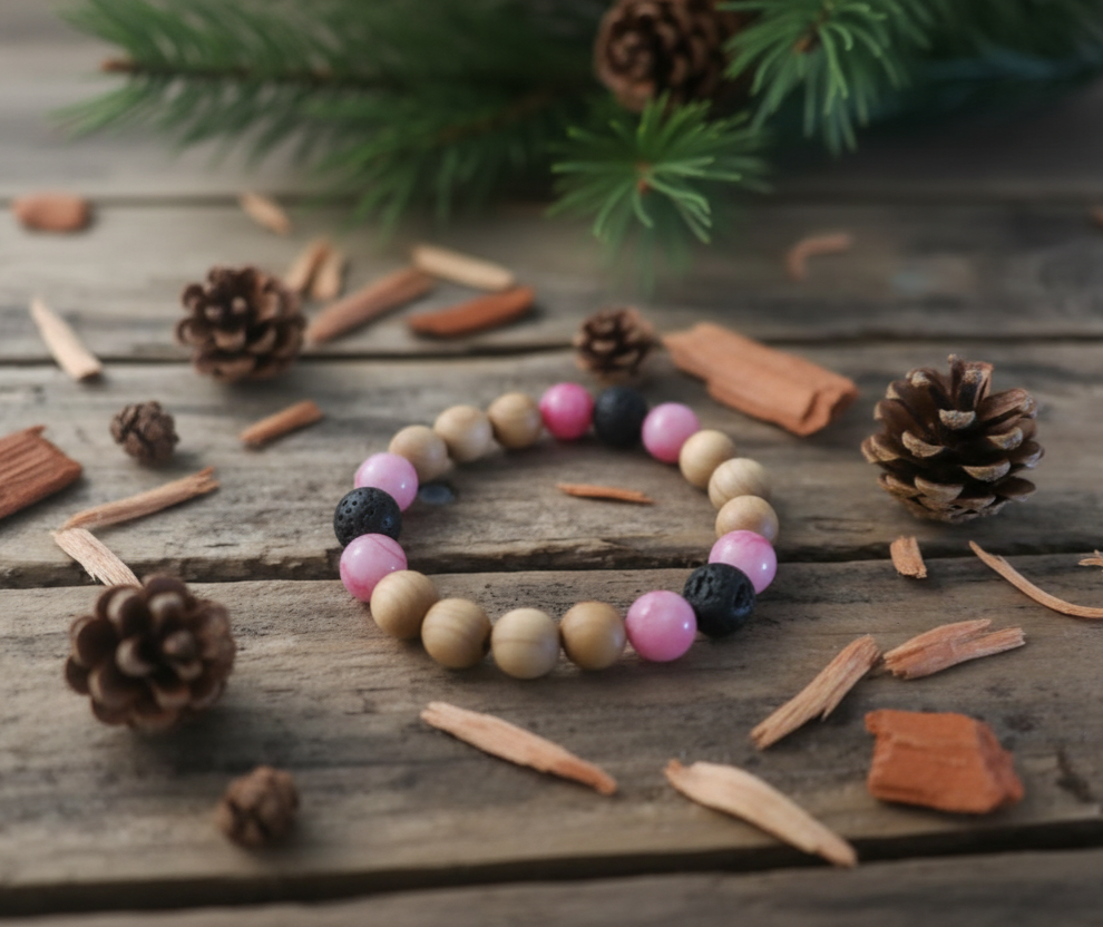 Pink Cedar Bracelet/Anklet - Match With Your Pups Cedar Tick Collar
